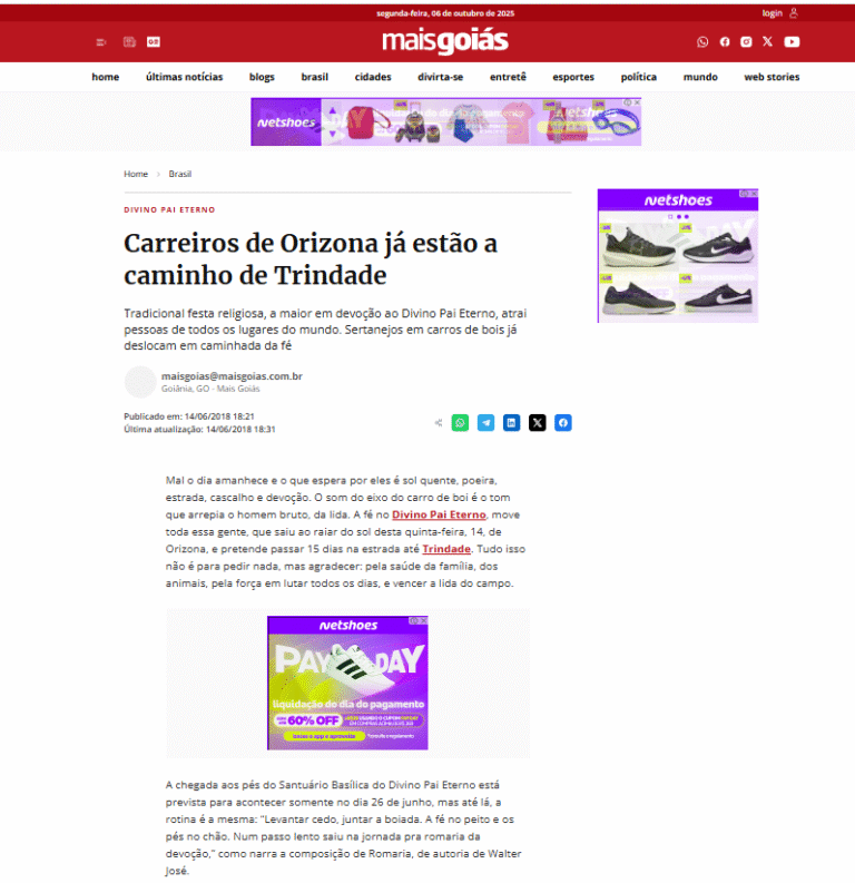 Carreiros de Orizona já estão a caminho de Trindade Google Chrome