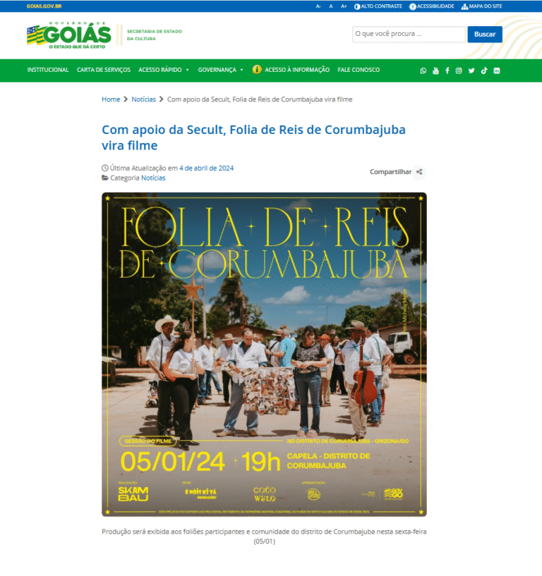 Com apoio da Secult Folia de Reis de Corumbajuba vira filme – Secretaria de Estado da Cultura Google Chrome