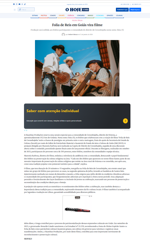 Folia de Reis em Goiás vira filme O Hoje Google Chrome