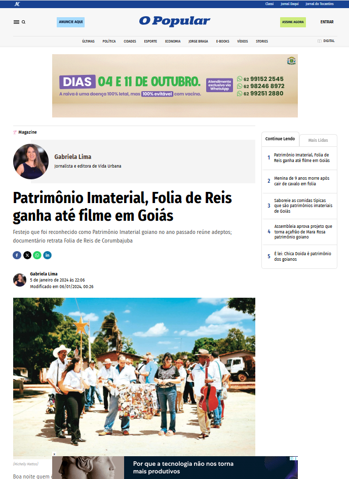 Patrimônio Imaterial Folia de Reis ganha até filme em Goiás O Popular Google Chrome