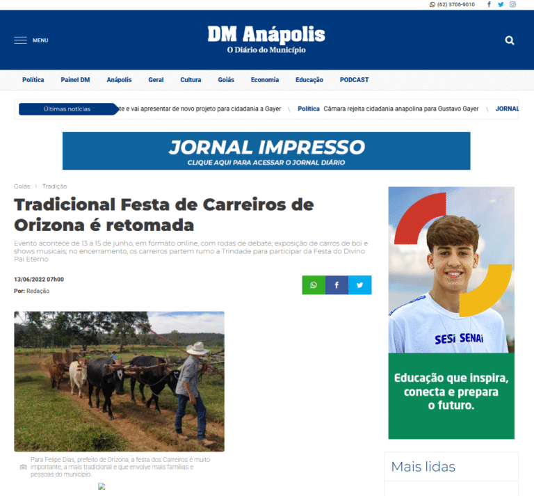 Tradicional Festa de Carreiros de Orizona é retomada Google Chrome