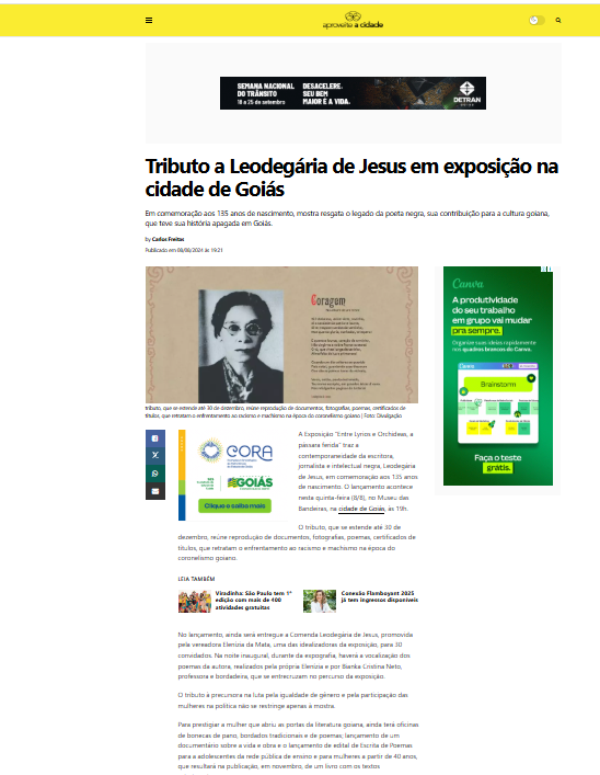 Tributo a Leodegária de Jesus em exposição na cidade de Goiás Aproveite a Cidade Google Chrome